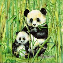 Serwetka decoupage firmy IHR pandy w bambusach 33x33cm